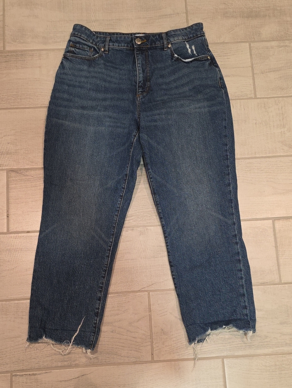 LOFT Curvy High Waist Straight Crop Women's Size 12 Raw Hem Stretch